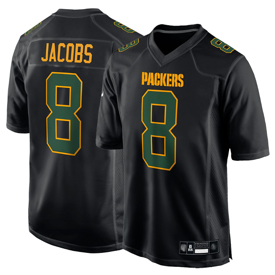 GB.Packers #8 Josh Jacobs Player Black Fashion Game Football Jerseys football jersey product view 1