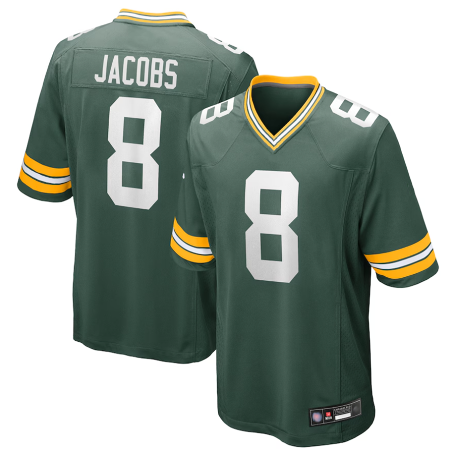 GB.Packers #8 Josh Jacobs Player Green Replica Game Football Jerseys football jersey product view 1