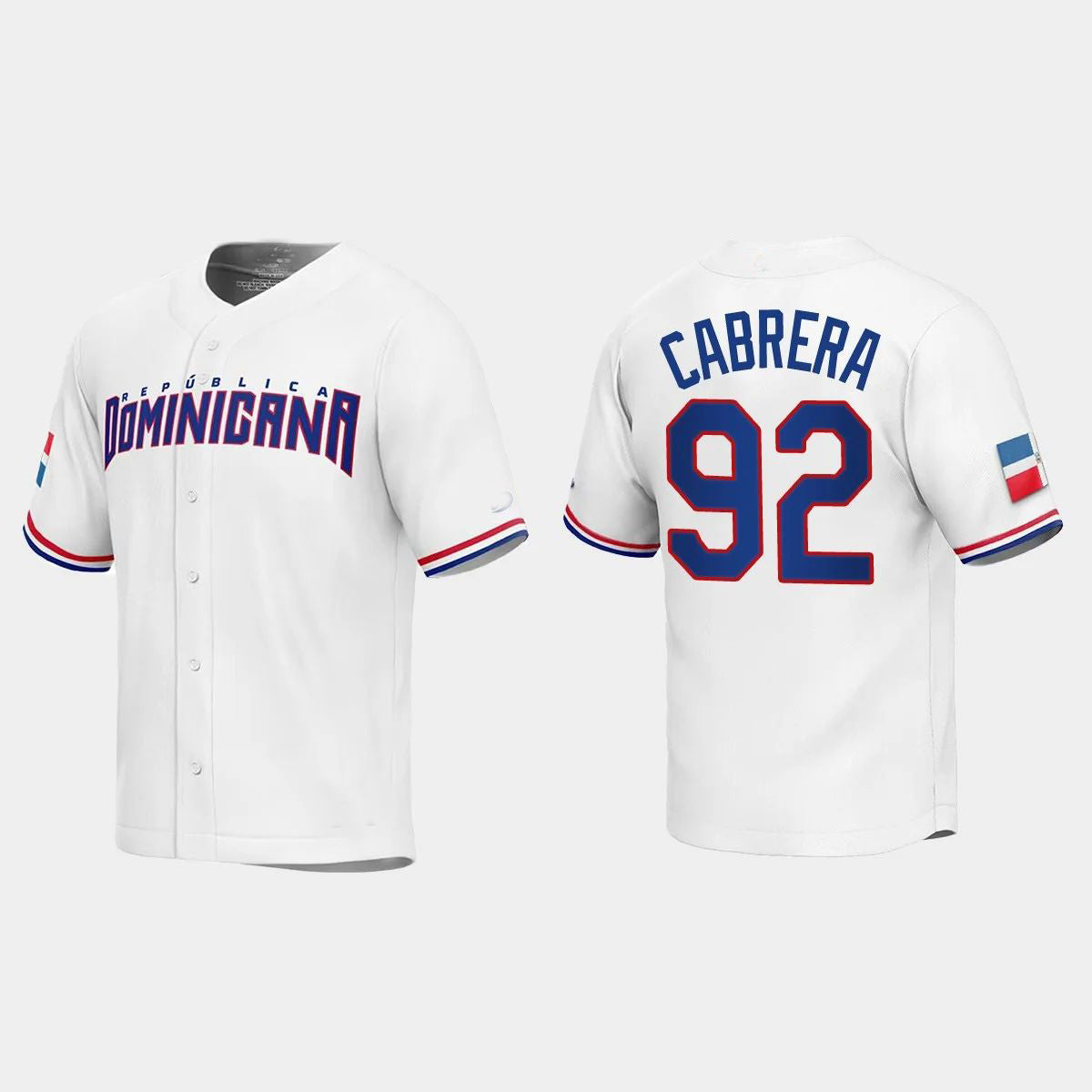 #92 GENESIS CABRERA DOMINICAN REPUBLIC BASEBALL 2023 WORLD BASEBALL CLASSIC REPLICA JERSEY ¨C WHITE Stitches Baseball Jerseys baseball jersey product view 1