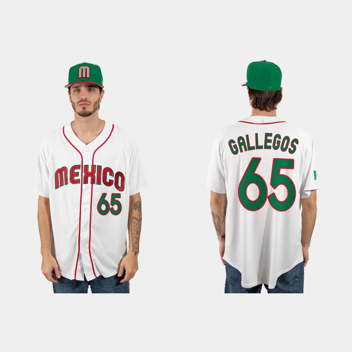 #65 GIOVANNY GALLEGOS MEXICO BASEBALL 2023 WORLD BASEBALL CLASSIC JERSEY ¨C WHITE Stitches Baseball Jerseys baseball jersey product view 1