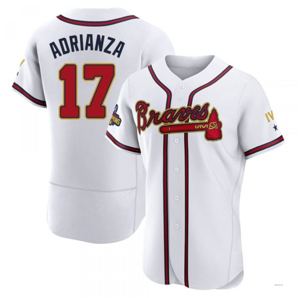Atlanta Braves #17 Ehire Adrianza Gold White 2022 Program Jersey Stitches Baseball Jerseys baseball jersey product view 1