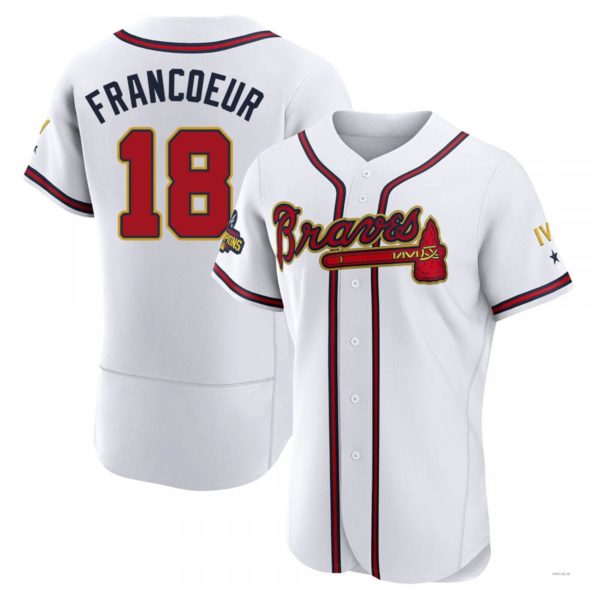 Atlanta Braves #18 Jeff Francoeur Gold White 2022 Program Jersey Stitches Baseball Jerseys baseball jersey product view 1