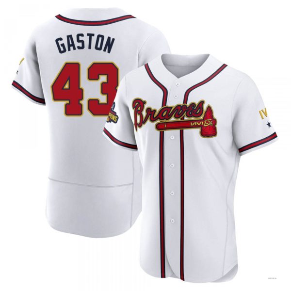 Atlanta Braves #43 Cito Gaston Gold White 2022 Program Jersey Stitches Baseball Jerseys baseball jersey product view 1