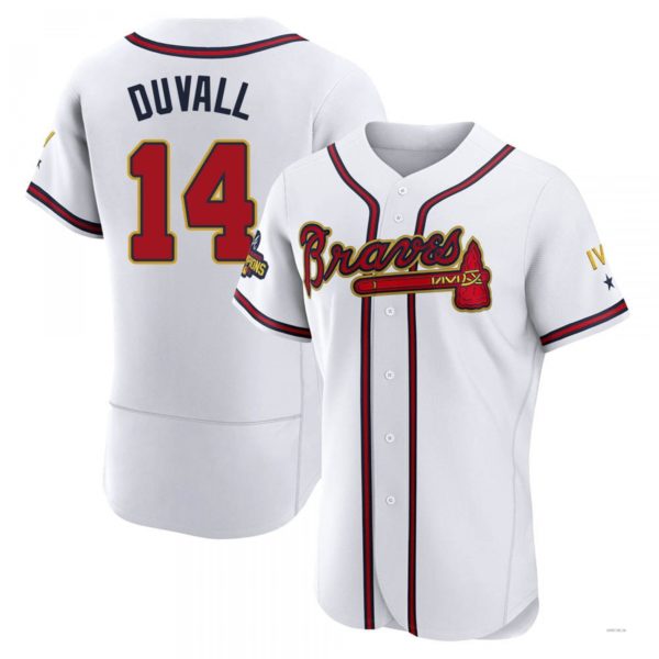 Atlanta Braves #14 Adam Duvall Gold White 2022 Program Jersey Stitches Baseball Jerseys baseball jersey product view 1