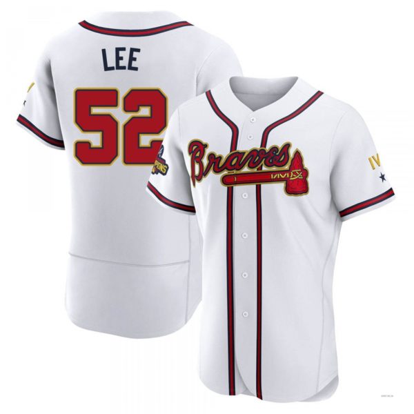 Atlanta Braves #52 Dylan Lee Gold White 2022 Program Jersey Stitches Baseball Jerseys baseball jersey product view 1