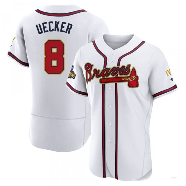 Atlanta Braves #8 Bob Uecker Gold White 2022 Program Jersey Stitches Baseball Jerseys baseball jersey product view 1