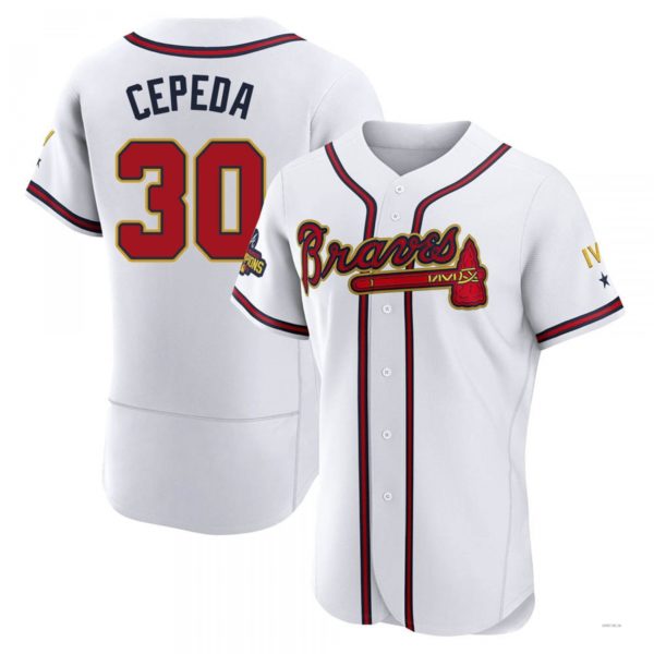 Atlanta Braves #30 Orlando Cepeda Gold White 2022 Program Jersey Stitches Baseball Jerseys baseball jersey product view 1