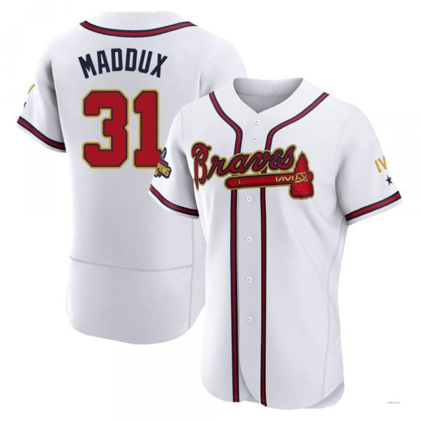 Atlanta Braves #31 Greg Maddux Gold White 2022 Program Jersey Stitches Baseball Jerseys baseball jersey product view 1