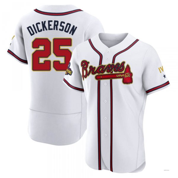 Atlanta Braves #25 Alex Dickerson Gold White 2022 Program Jersey Stitches Baseball Jerseys baseball jersey product view 1