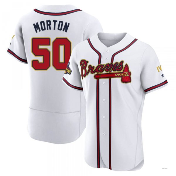 Atlanta Braves #50 Charlie Morton Gold White 2022 Program Jersey Stitches Baseball Jerseys baseball jersey product view 1