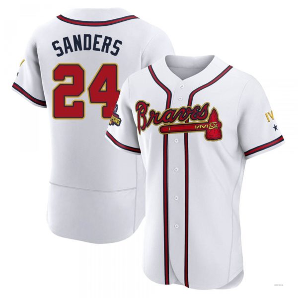 Atlanta Braves #24 Deion Sanders Gold White 2022 Program Jersey Stitches Baseball Jerseys baseball jersey product view 1
