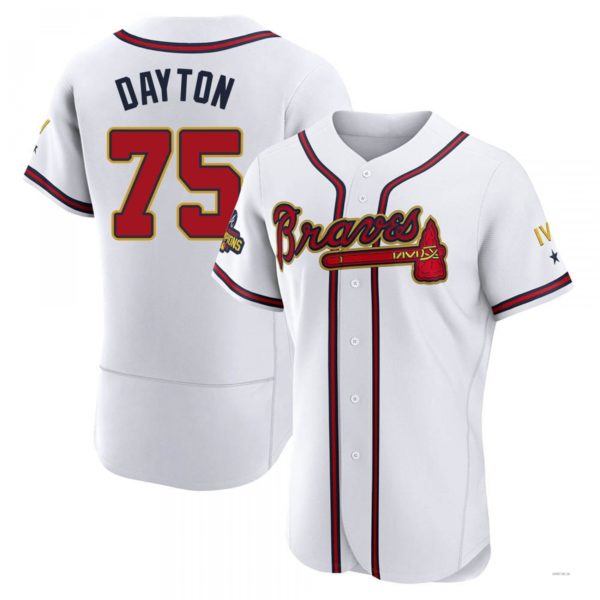 Atlanta Braves #75 Grant Dayton Gold White 2022 Program Jersey Stitches Baseball Jerseys baseball jersey product view 1