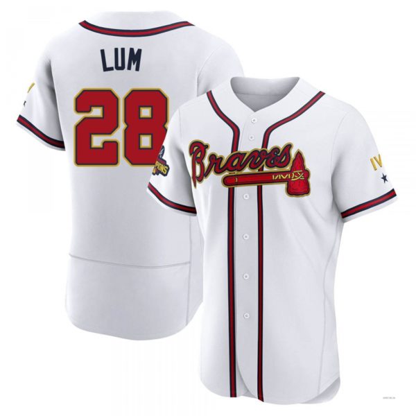 Atlanta Braves #28 Mike Lum Gold White 2022 Program Jersey Stitches Baseball Jerseys baseball jersey product view 1