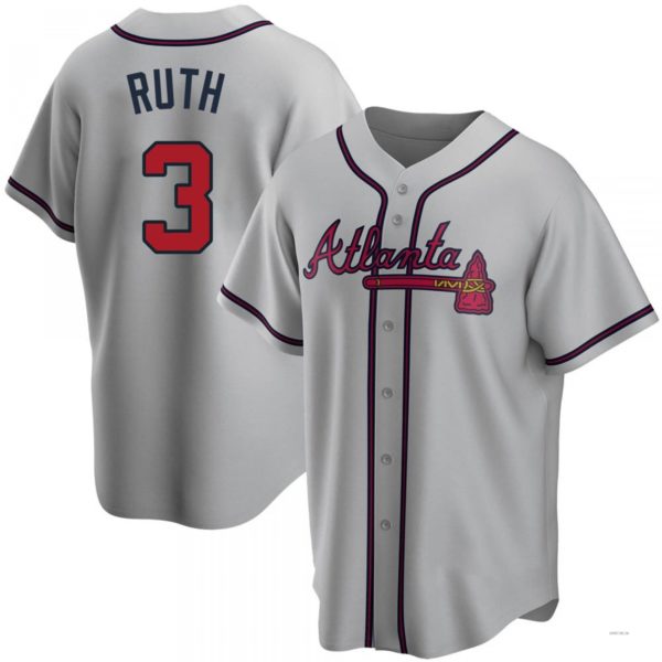 Atlanta Braves #3 Babe Ruth Gray Road Jersey Stitches Baseball Jerseys baseball jersey product view 1