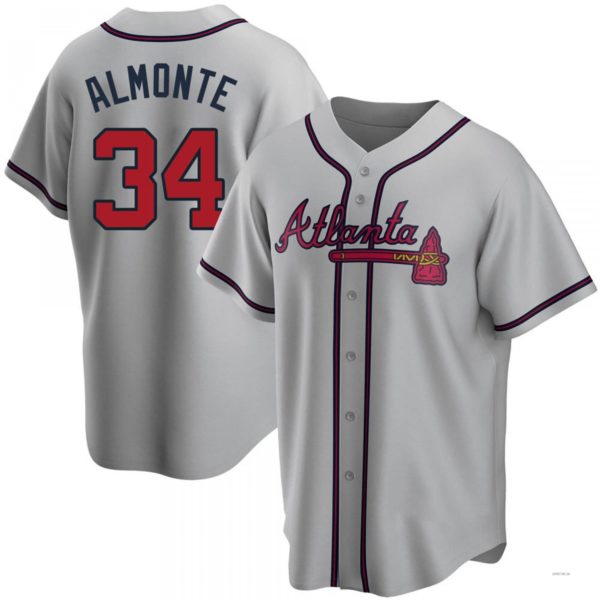 Atlanta Braves #34 Abcneam Almonte Gray Road Jersey Stitches Baseball Jerseys baseball jersey product view 1