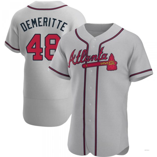 Atlanta Braves #48 Travis Demeritte Gray Road Jersey Stitches Baseball Jerseys baseball jersey product view 1