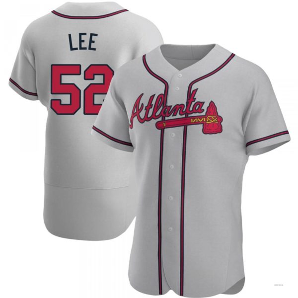 Atlanta Braves #52 Dylan Lee Gray Road Jersey Stitches Baseball Jerseys baseball jersey product view 1