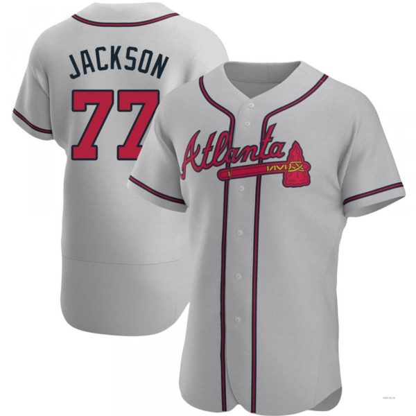 Atlanta Braves #77 Luke Jackson Gray Road Jersey Stitches Baseball Jerseys baseball jersey product view 1