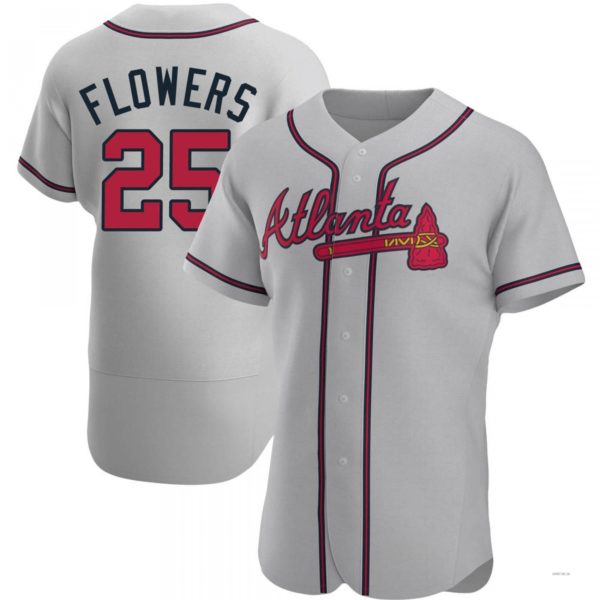 Atlanta Braves #25 Tyler Flowers Gray Road Jersey Stitches Baseball Jerseys baseball jersey product view 1