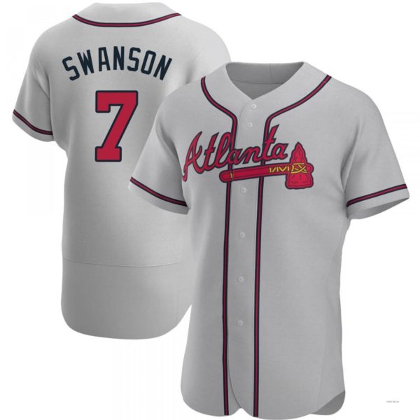 Atlanta Braves #7 Dansby Swanson Gray Road Jersey Stitches Baseball Jerseys baseball jersey product view 1