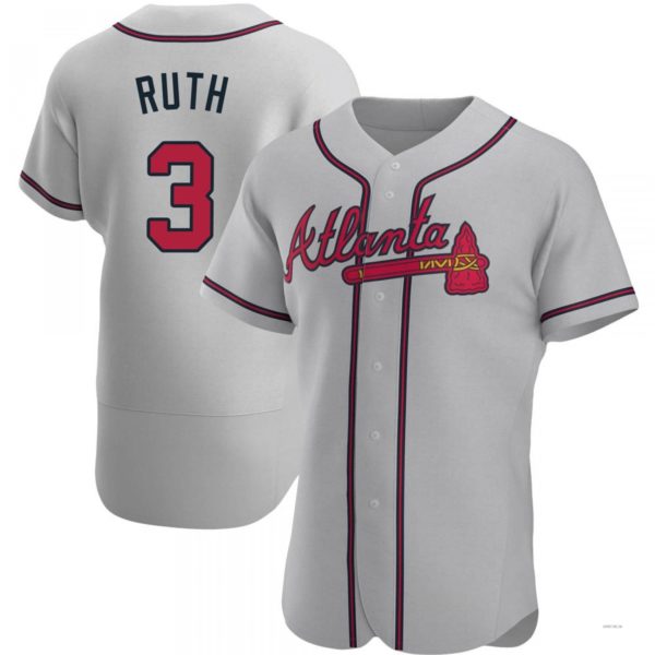 Atlanta Braves #3 Babe Ruth Gray Road Jersey Stitches Baseball Jerseys baseball jersey product view 1