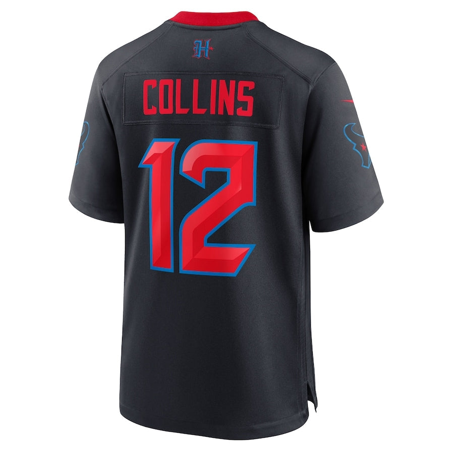 H.Texans #12 Nico Collins Player Navy Game American Football Jerseys football jersey product view 1