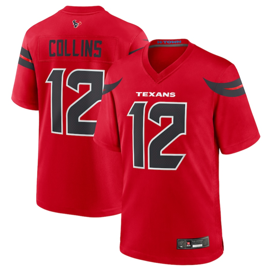 H.Texans #12 Nico Collins Player Red Game Football Jerseys football jersey product view 1