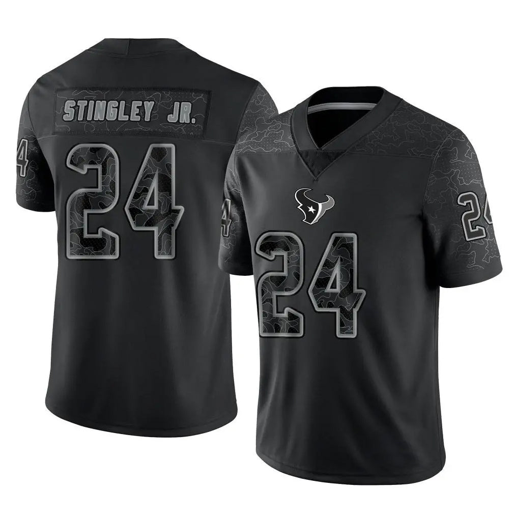 H.Texans #24 Derek Stingley Jr. Player Black REFLECTIVE Limited Football Jerseys football jersey product view 1