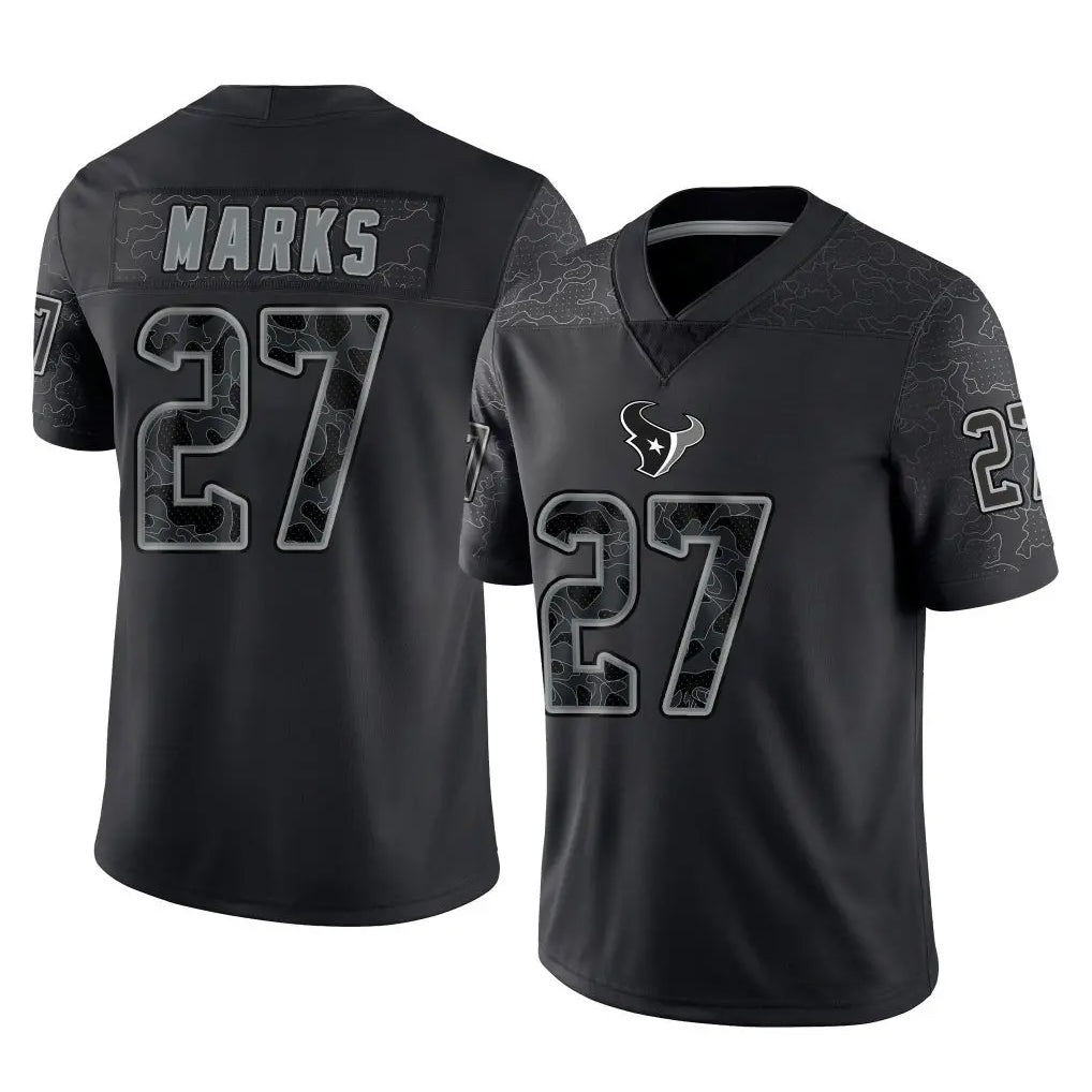 H.Texans #27 Woody Marks Player Black REFLECTIVE Limited Football Jerseys football jersey product view 1