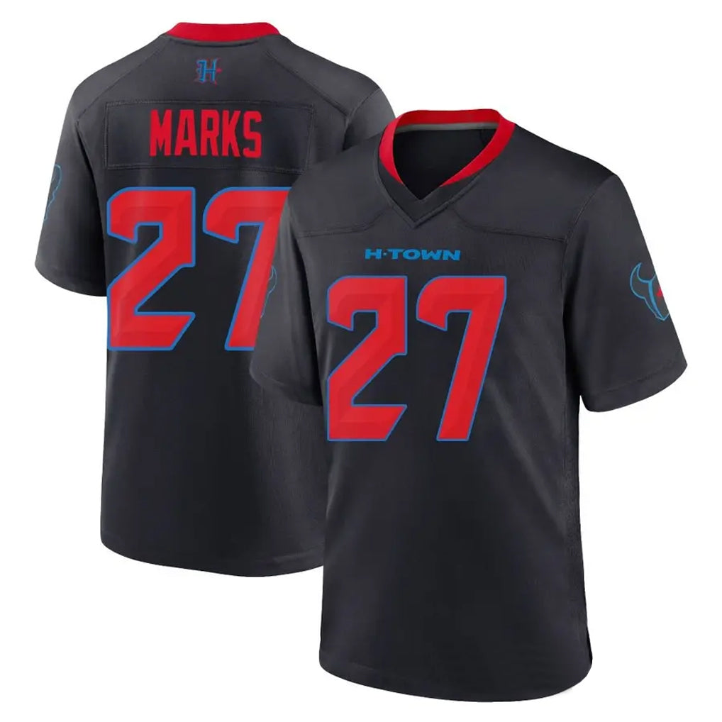 H.Texans #27 Woody Marks Player Navy Alternate Home Game Football Jerseys football jersey product view 1