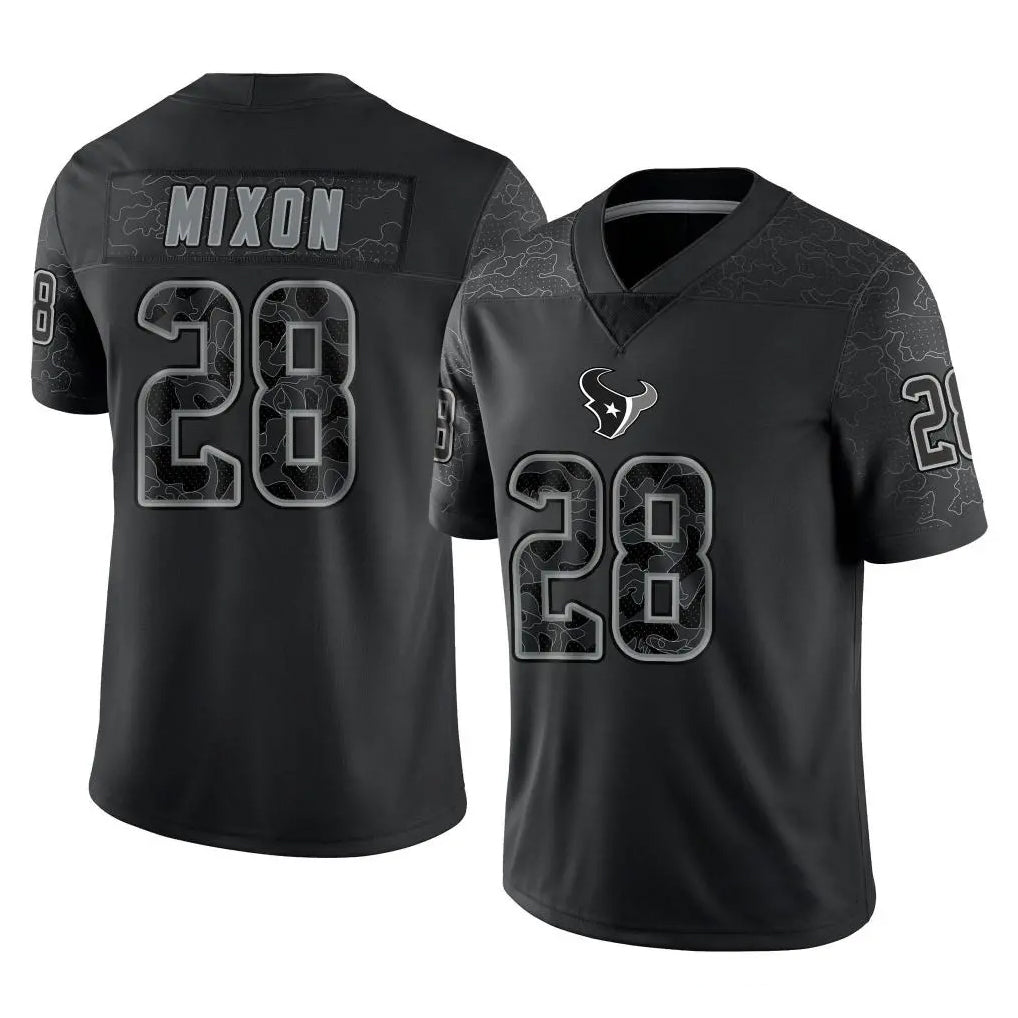 H.Texans #28 Joe Mixon Player Black REFLECTIVE Limited Football Jerseys football jersey product view 1