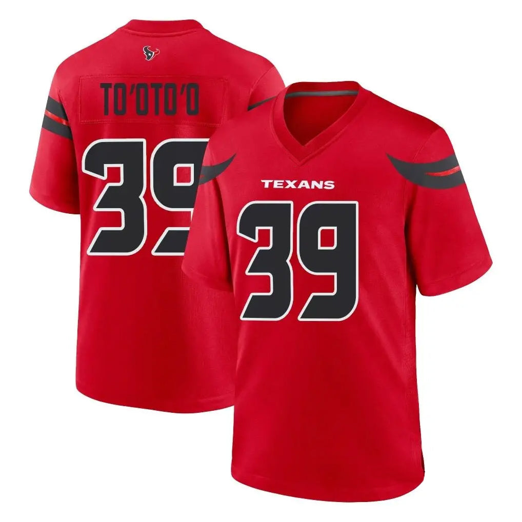 H.Texans #39 Henry To'oto'o Player Red Home Game Football Jerseys football jersey product view 1