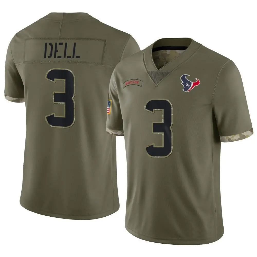 H.Texans #3 Tank Dell Player Salute To Service Olive Football Jerseys football jersey product view 1