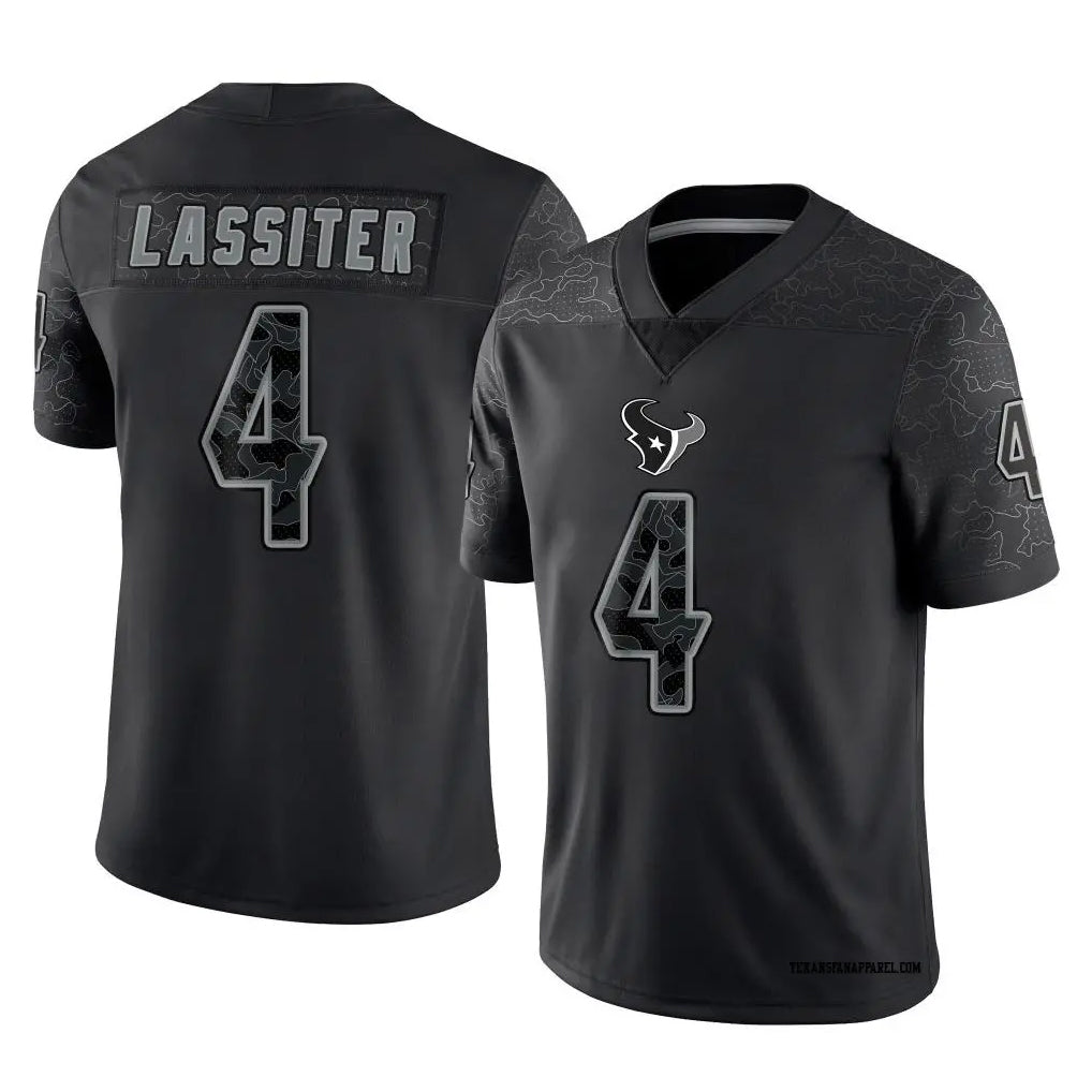 H.Texans #4 Kamari Lassiter Player Black REFLECTIVE Limited Football Jerseys football jersey product view 1