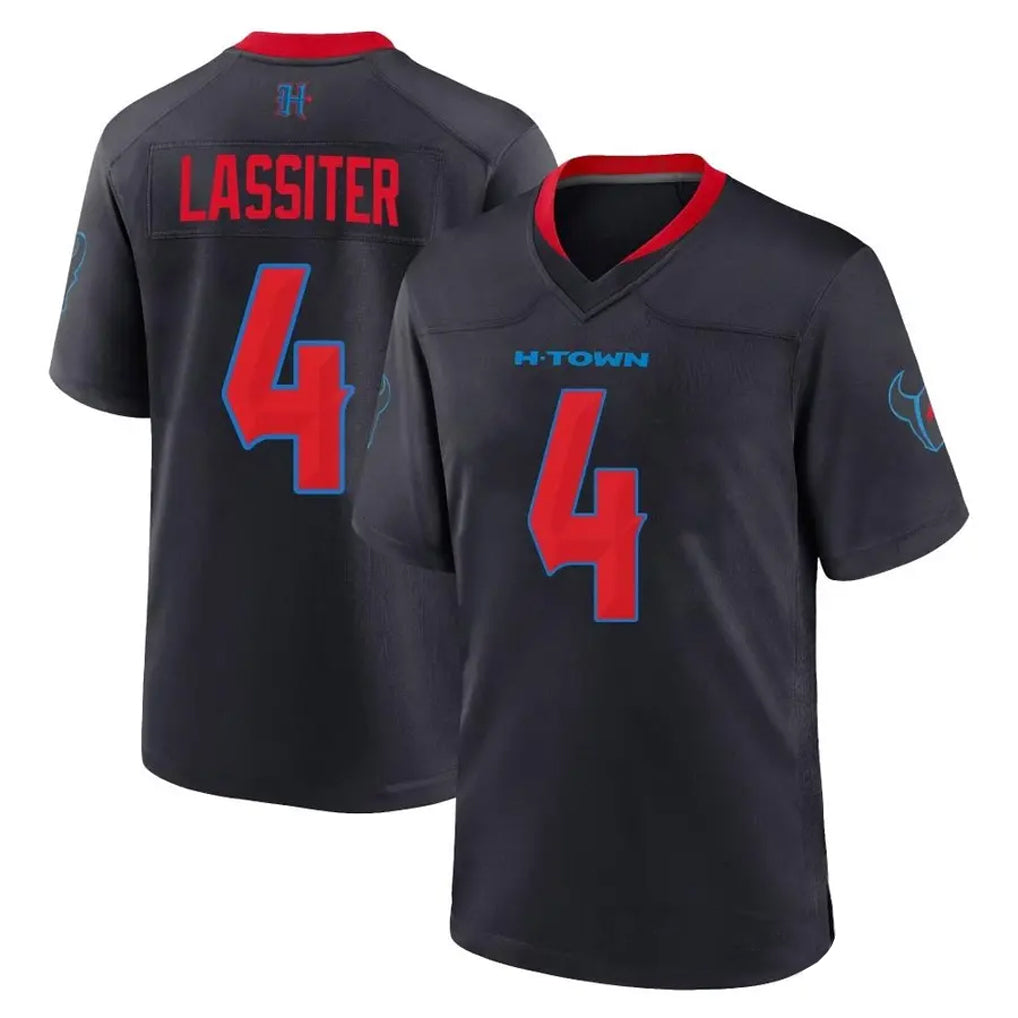 H.Texans #4 Kamari Lassiter Player Navy Alternate Home Game Football Jerseys football jersey product view 1