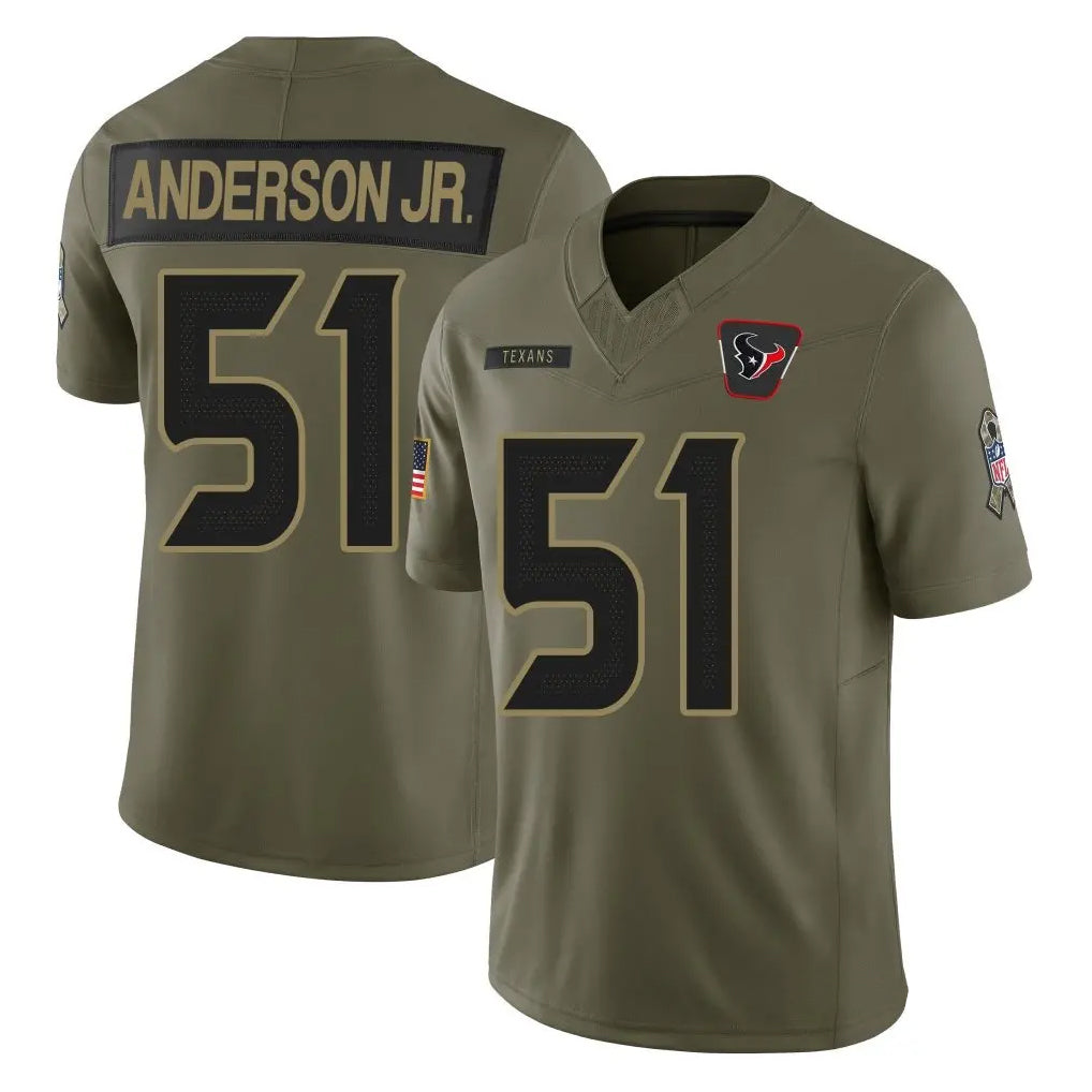 H.Texans #51 Will Anderson Jr. Player Olive Salute To Service Football Jerseys football jersey product view 1