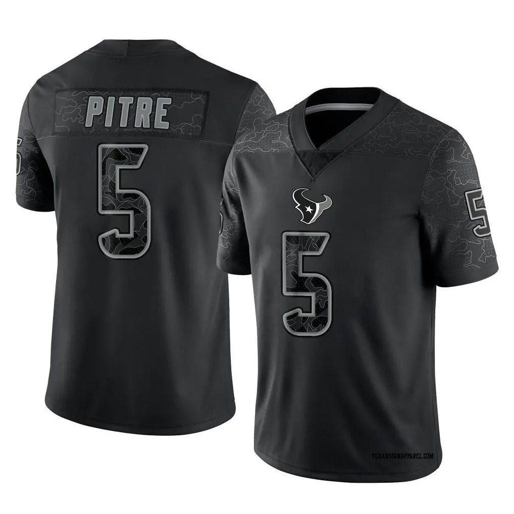 H.Texans #5 Jalen Pitre Player Black REFLECTIVE Limited Football Jerseys football jersey product view 1