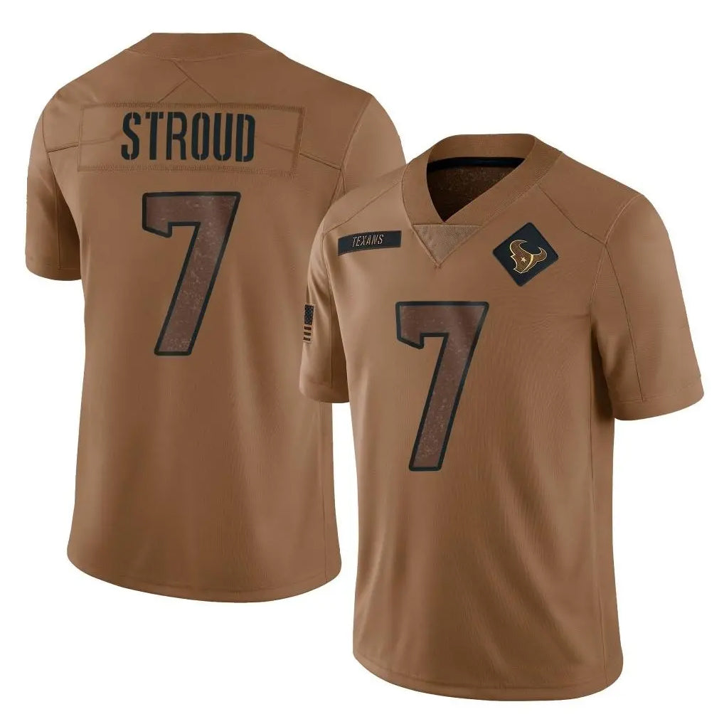 H.Texans #7 C.J. Stroud Player Limited Brown Salute To Service Football Jerseys football jersey product view 1