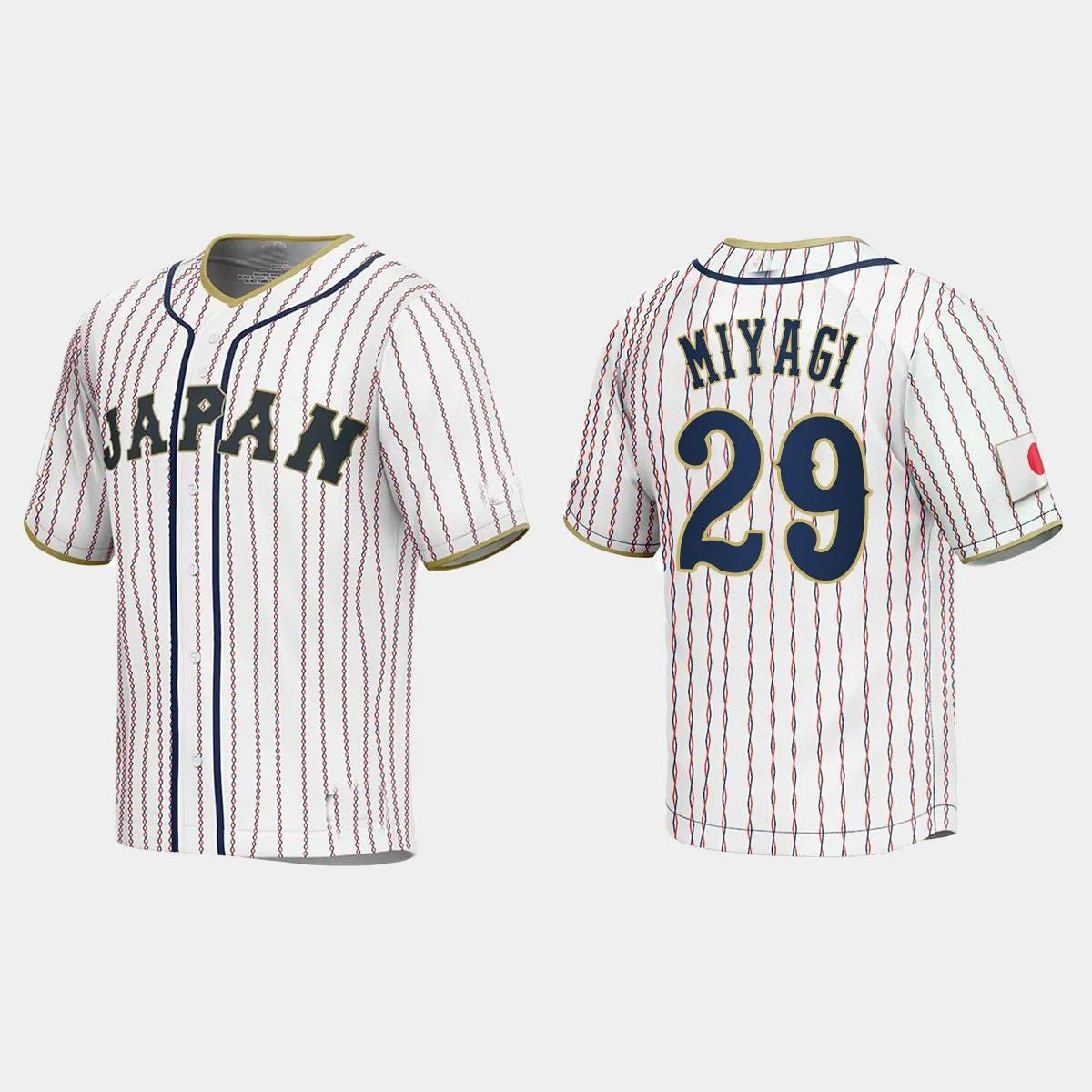 #29 HIROYA MIYAGI JAPAN BASEBALL 2023 WORLD BASEBALL CLASSIC JERSEY ¨C WHITE Stitches Baseball Jerseys baseball jersey product view 1