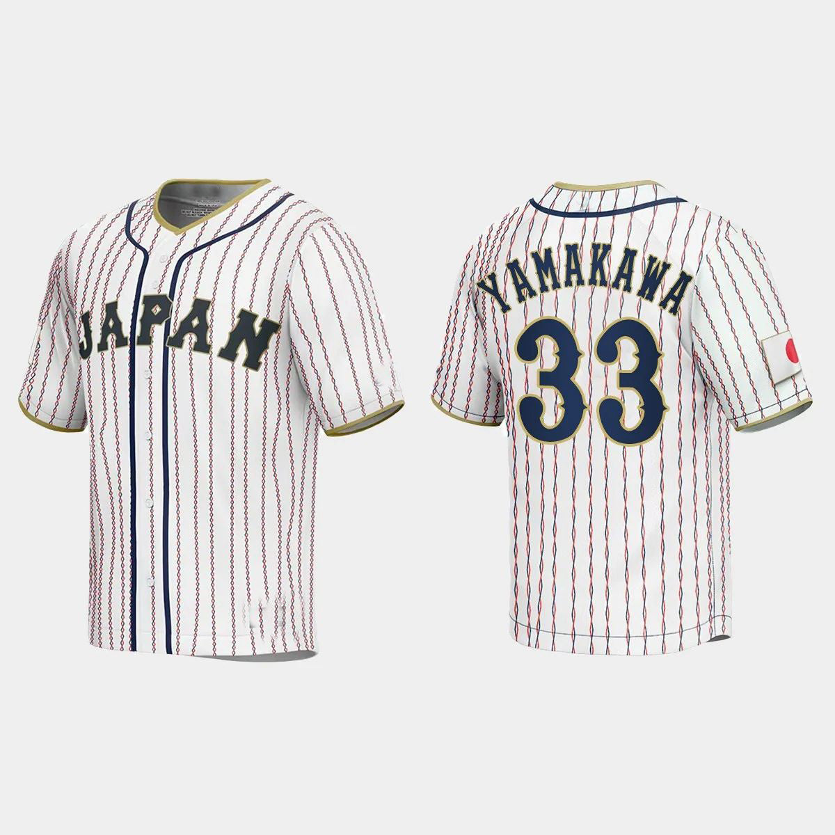 #33 HOTAKA YAMAKAWA JAPAN BASEBALL 2023 WORLD BASEBALL CLASSIC JERSEY ¨C WHITE Stitches Baseball Jerseys baseball jersey product view 1