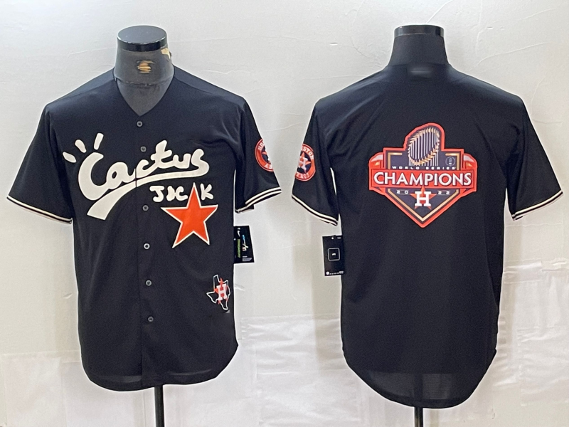 Houston Astros Big Logo Black Cactus Jack Vapor Premier Stitched Baseball Jersey baseball jersey product view 1