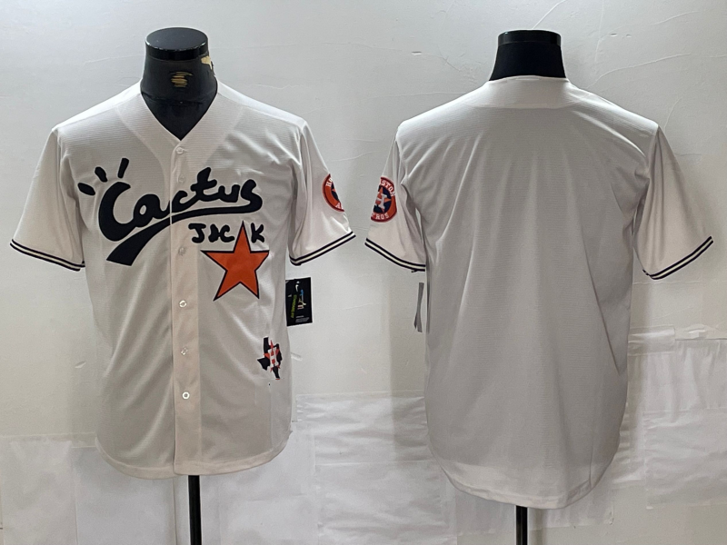 Houston Astros Blank Cream Cactus Jack Cool Base Jersey Baseball Jerseys baseball jersey product view 1