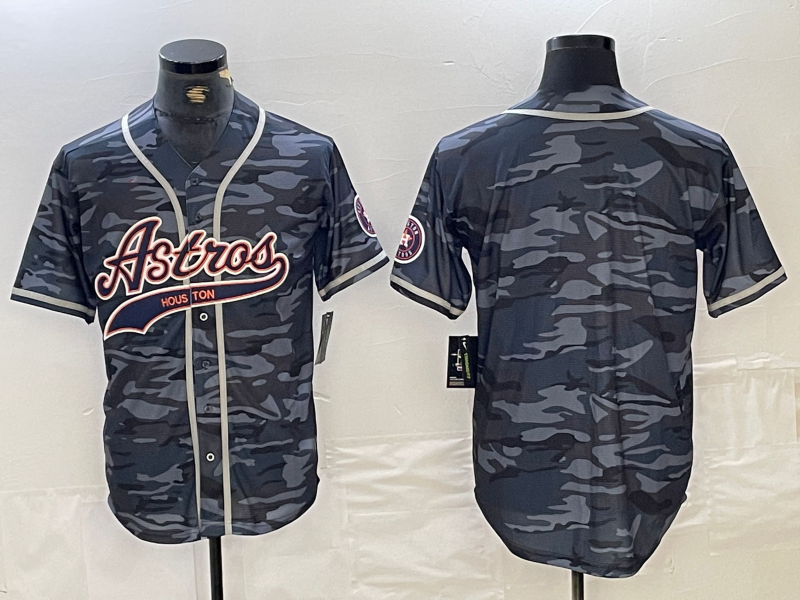 Houston Astros Blank Gray Camo Cool Base Stitched Baseball Jersey baseball jersey product view 1