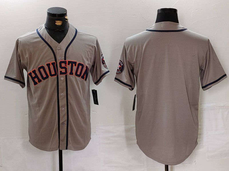 Houston Astros Blank Grey With Patch Cool Base Stitched Baseball Jersey baseball jersey product view 1