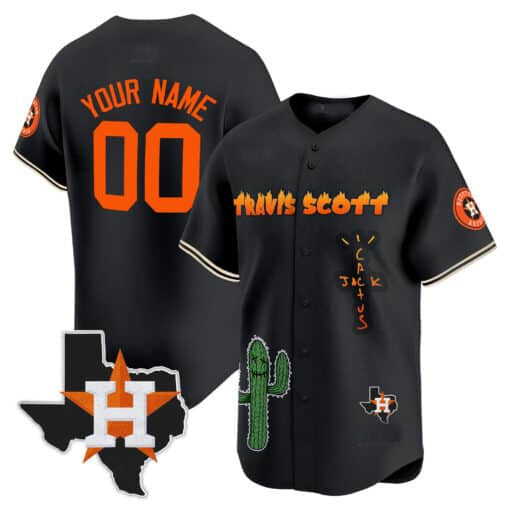 Custom Houston Astros Cactus Jack Patch Vapor Premier Limited ¨C All Stitched Baseball Jersey baseball jersey product view 1