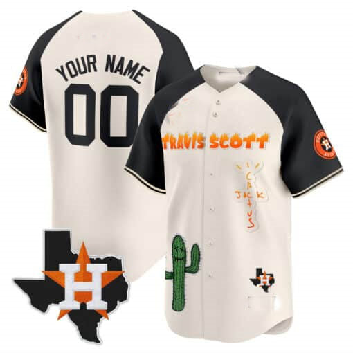Custom Houston Astros Cactus Jack Patch Vapor Premier Limited ¨C All Stitched Baseball Jersey baseball jersey product view 2