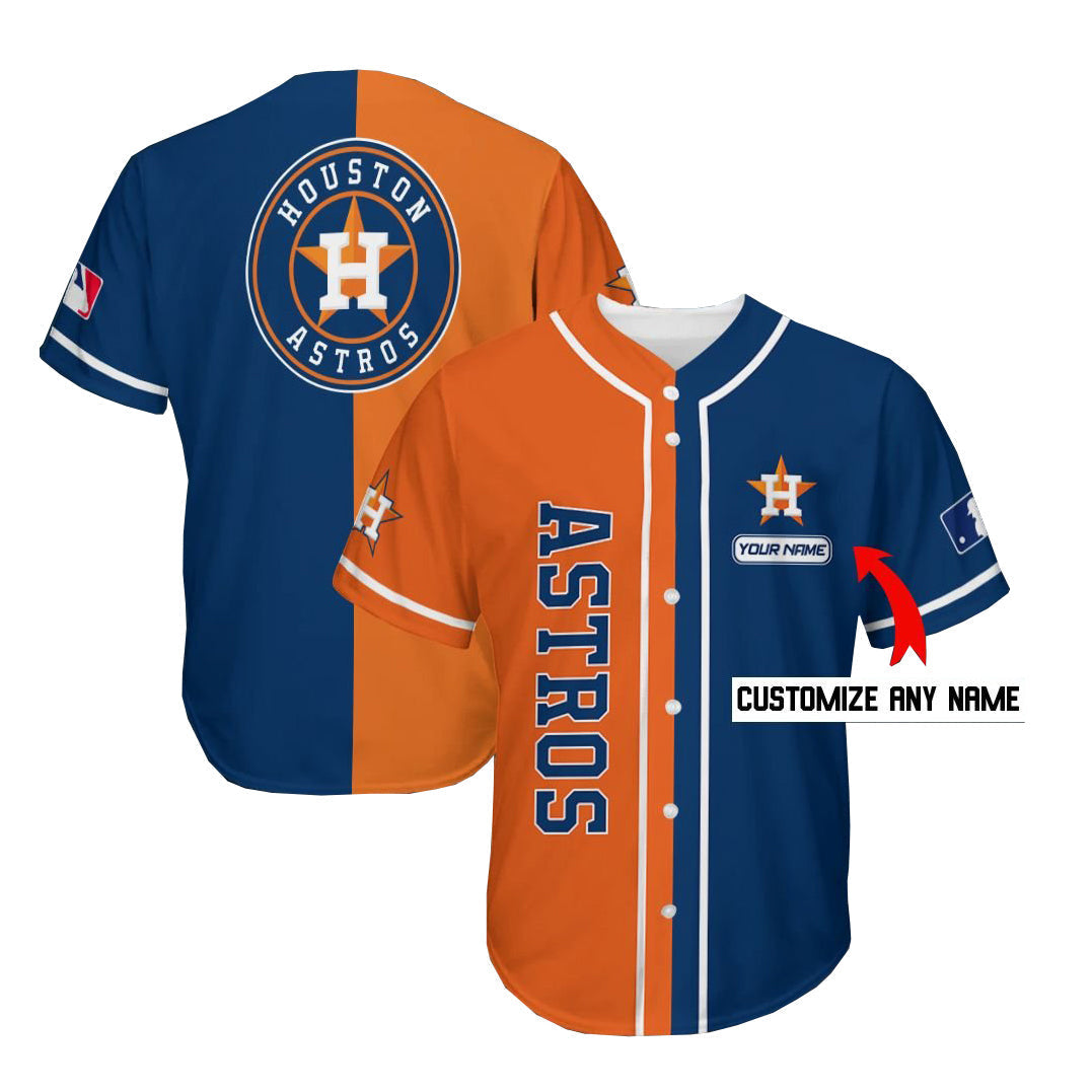 Custom Houston Astros Jersey Personalized Baseball Navy Orange Stitched Jerseys baseball jersey product view 1