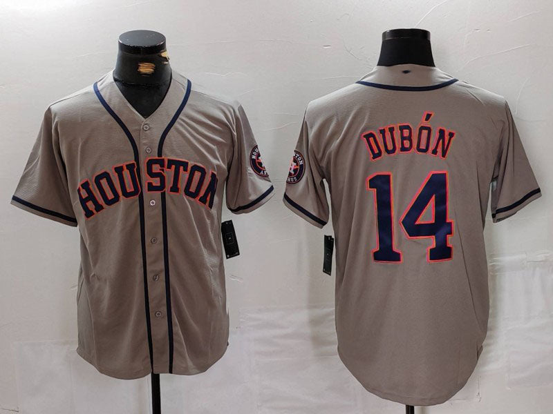 Houston Astros #14 Mauricio Dubon Grey With Patch Cool Base Stitched Baseball Jersey baseball jersey product view 1