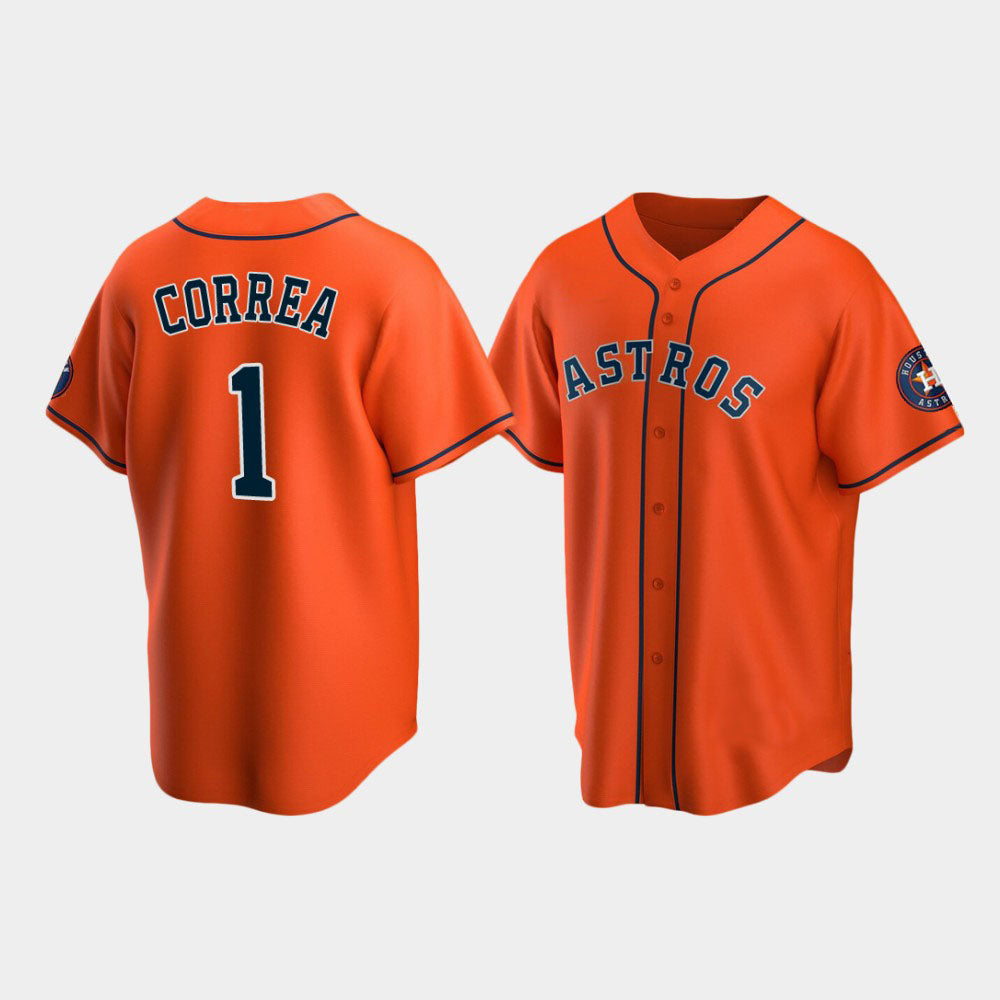 Baseball Houston Astros #1 Carlos Correa Orange Stitched Jersey baseball jersey product view 1