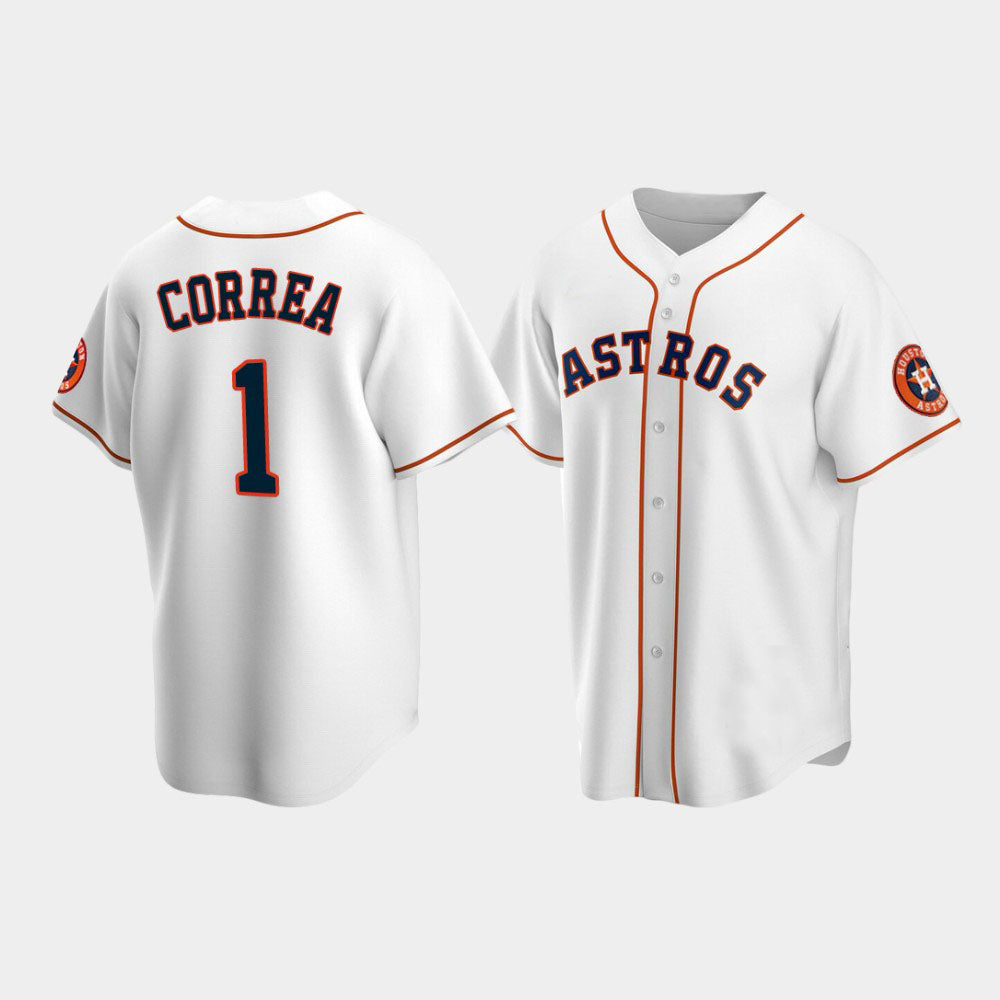 Baseball Houston Astros #1 Carlos Correa White Stitched Jersey baseball jersey product view 1